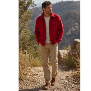 Best Made Co. Wool Blanket Bush Zip Chore Barn Pockets Men XL RED SHIRT JACKET